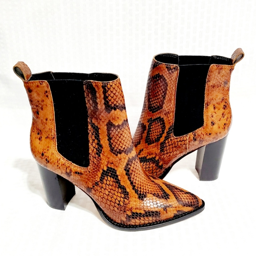 Vince Camuto Ellea Caramel Pull On Pointed Toe Block Heeled Ankle Boots  Size 7M - Picture 4 of 16